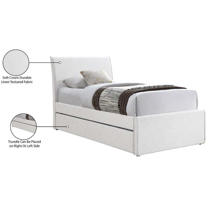Meridian Myles Cream Linen Textured Fabric Twin Trundle Bed IMAGE 8