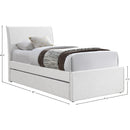 Meridian Myles Cream Linen Textured Fabric Twin Trundle Bed IMAGE 9