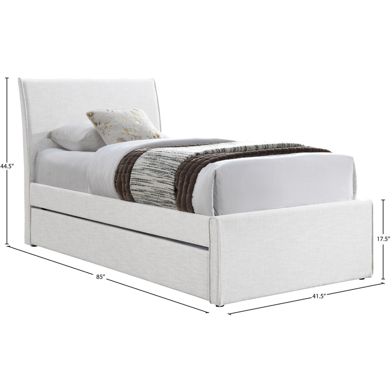 Meridian Myles Cream Linen Textured Fabric Twin Trundle Bed IMAGE 9