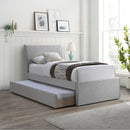 Meridian Myles Grey Linen Textured Fabric Twin Trundle Bed IMAGE 2