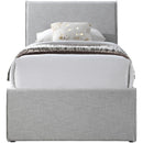 Meridian Myles Grey Linen Textured Fabric Twin Trundle Bed IMAGE 3