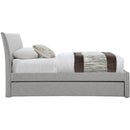 Meridian Myles Grey Linen Textured Fabric Twin Trundle Bed IMAGE 4