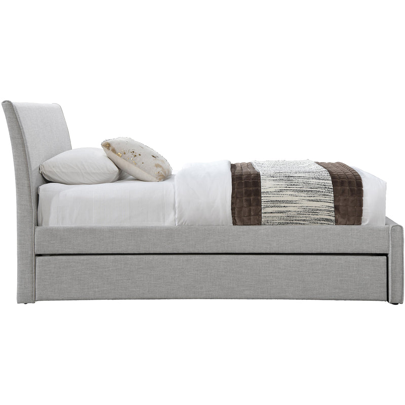 Meridian Myles Grey Linen Textured Fabric Twin Trundle Bed IMAGE 4