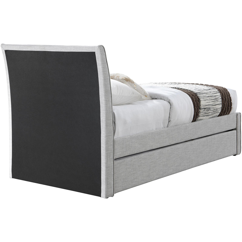 Meridian Myles Grey Linen Textured Fabric Twin Trundle Bed IMAGE 5