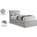 Meridian Myles Grey Linen Textured Fabric Twin Trundle Bed IMAGE 8