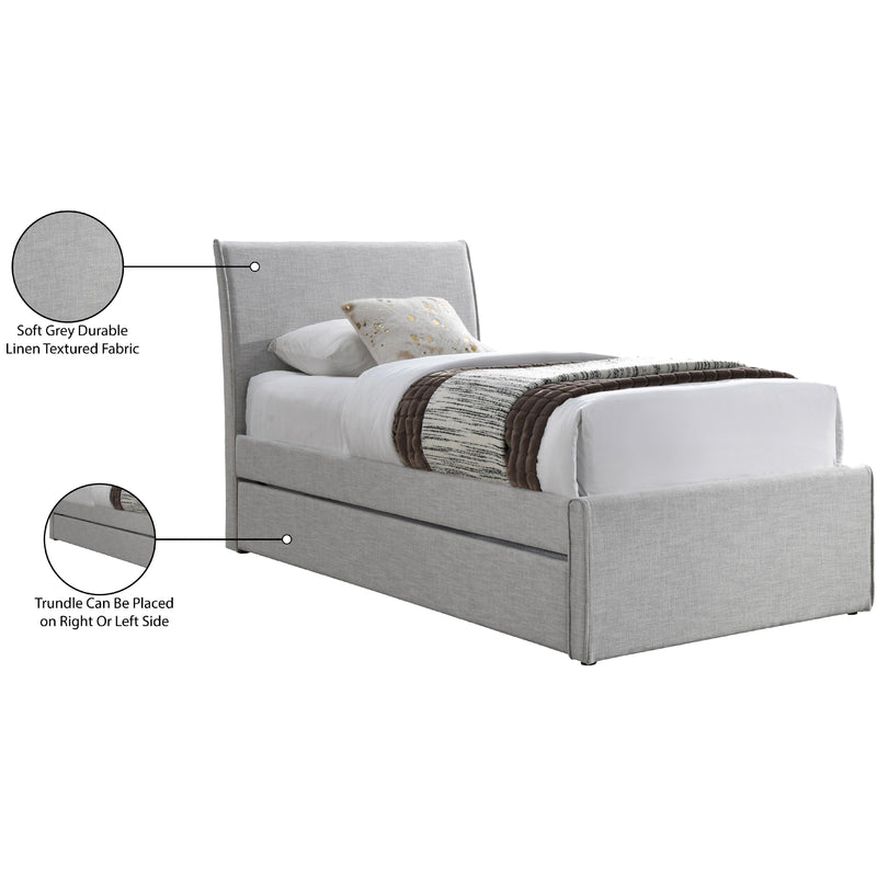 Meridian Myles Grey Linen Textured Fabric Twin Trundle Bed IMAGE 8
