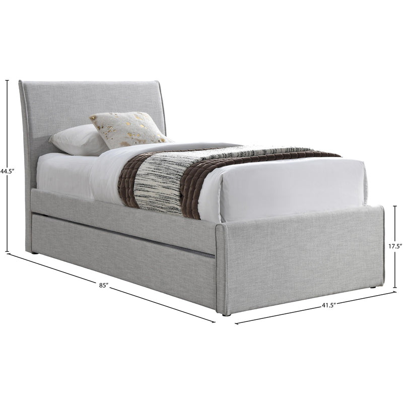 Meridian Myles Grey Linen Textured Fabric Twin Trundle Bed IMAGE 9