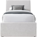 Meridian Myles Cream Chenille Fabric Twin Trundle Bed IMAGE 3