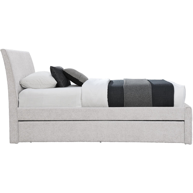 Meridian Myles Cream Chenille Fabric Twin Trundle Bed IMAGE 4