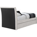 Meridian Myles Cream Chenille Fabric Twin Trundle Bed IMAGE 5