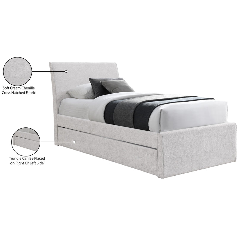 Meridian Myles Cream Chenille Fabric Twin Trundle Bed IMAGE 8