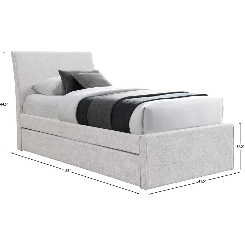 Meridian Myles Cream Chenille Fabric Twin Trundle Bed IMAGE 9