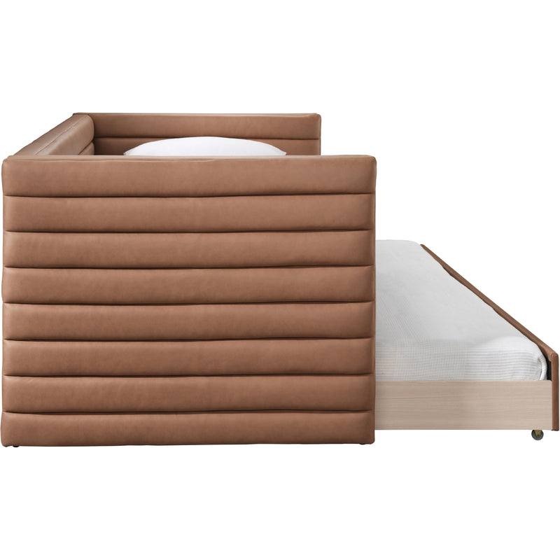 Meridian Beverly Cognac Vegan Leather Twin Daybed IMAGE 4