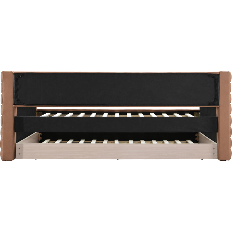 Meridian Beverly Cognac Vegan Leather Twin Daybed IMAGE 5