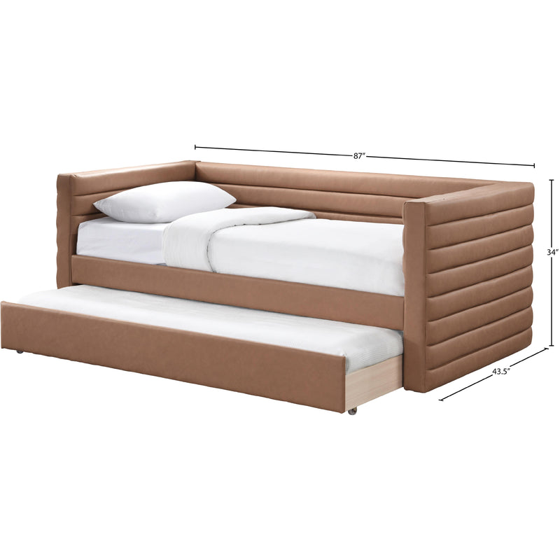 Meridian Beverly Cognac Vegan Leather Twin Daybed IMAGE 7