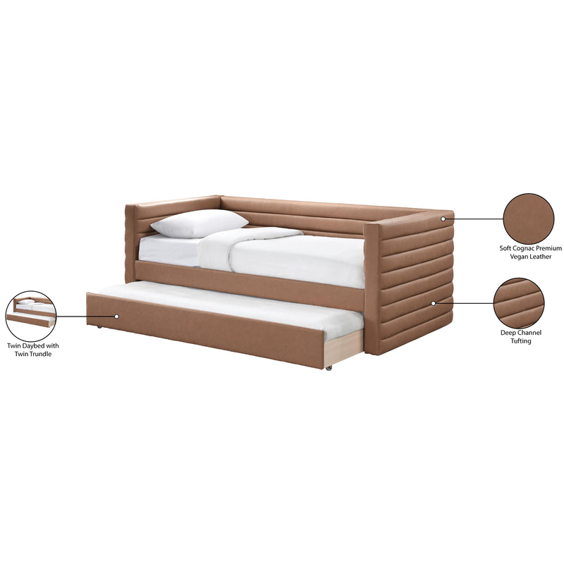 Meridian Beverly Cognac Vegan Leather Twin Daybed IMAGE 8