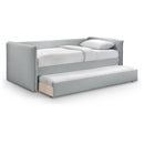 Meridian Colton Grey Linen Textured Fabric Twin Daybed IMAGE 1
