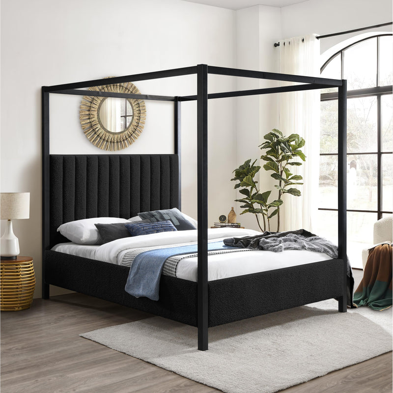 Meridian Kelly Black Boucle Fabric King Bed (3 Boxes) IMAGE 2