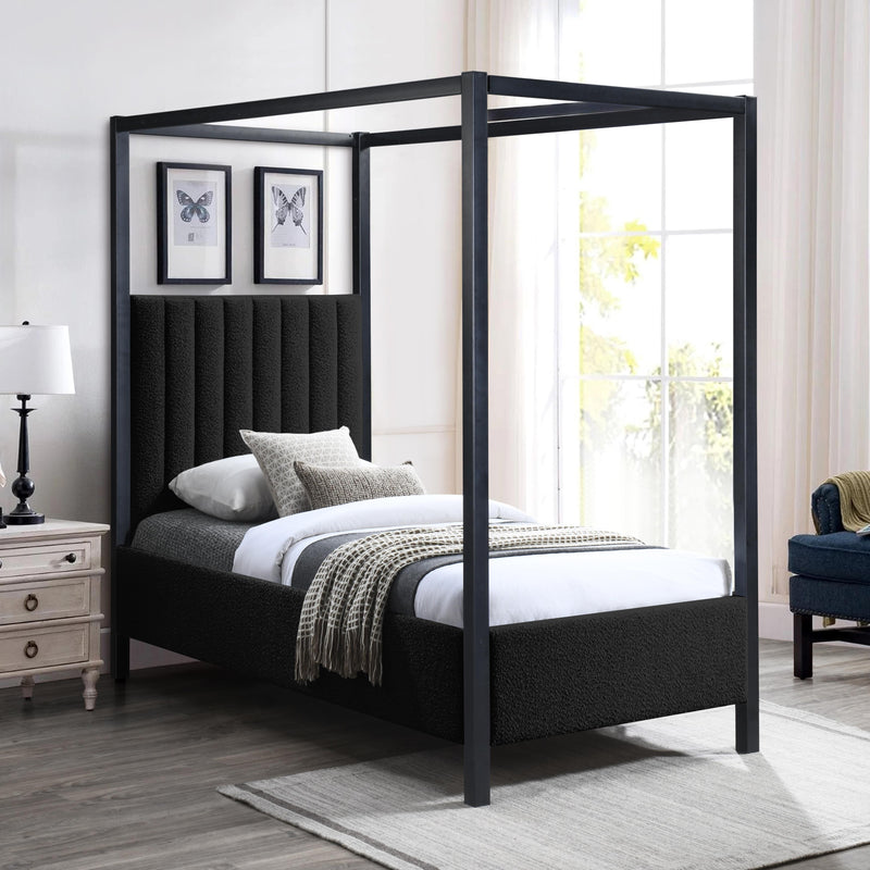 Meridian Kelly Black Boucle Fabric Twin Bed (3 Boxes) IMAGE 2