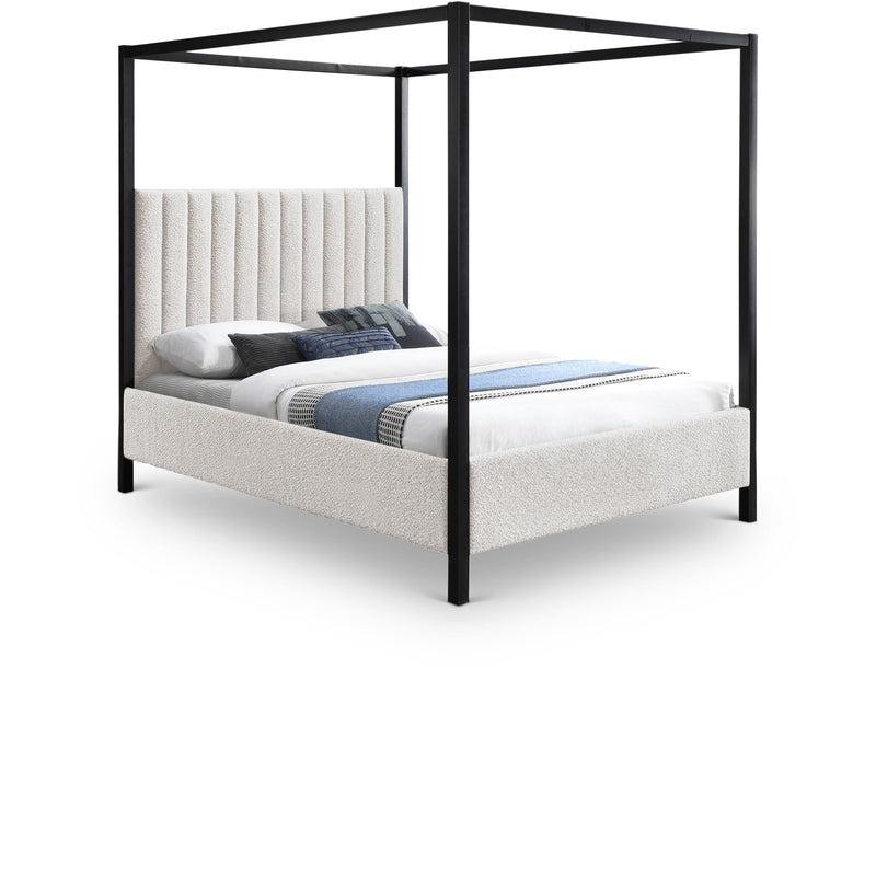 Meridian Kelly Cream Boucle Fabric King Bed (3 Boxes) IMAGE 1