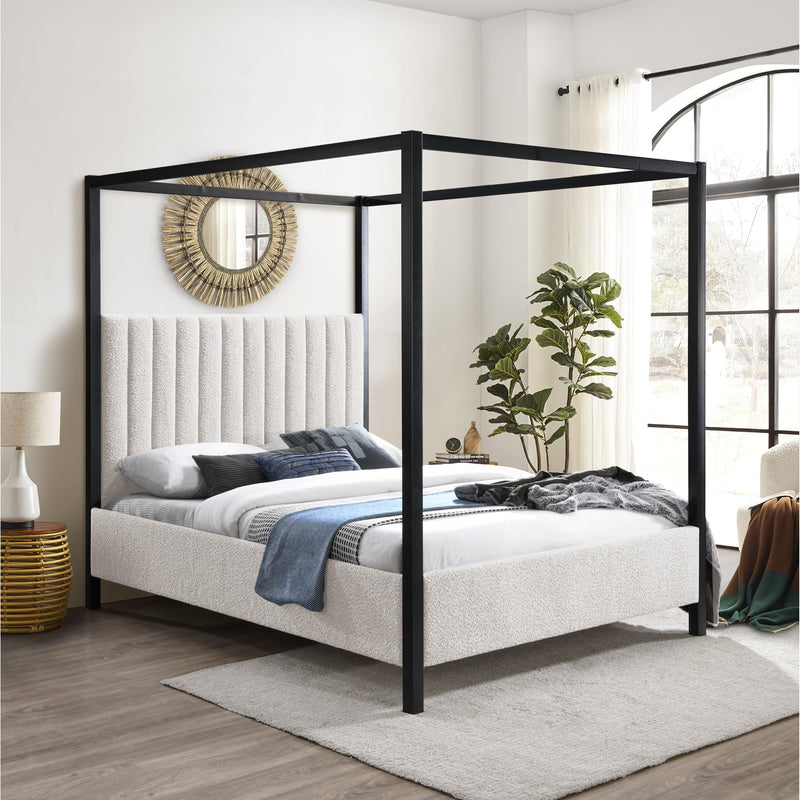 Meridian Kelly Cream Boucle Fabric Queen Bed (3 Boxes) IMAGE 2