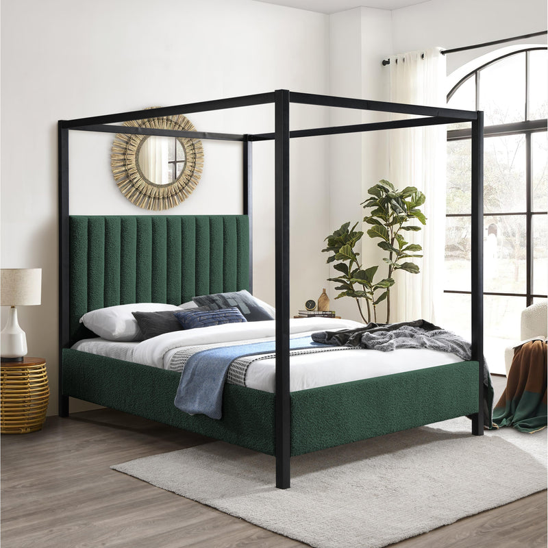 Meridian Kelly Green Boucle Fabric Queen Bed (3 Boxes) IMAGE 2