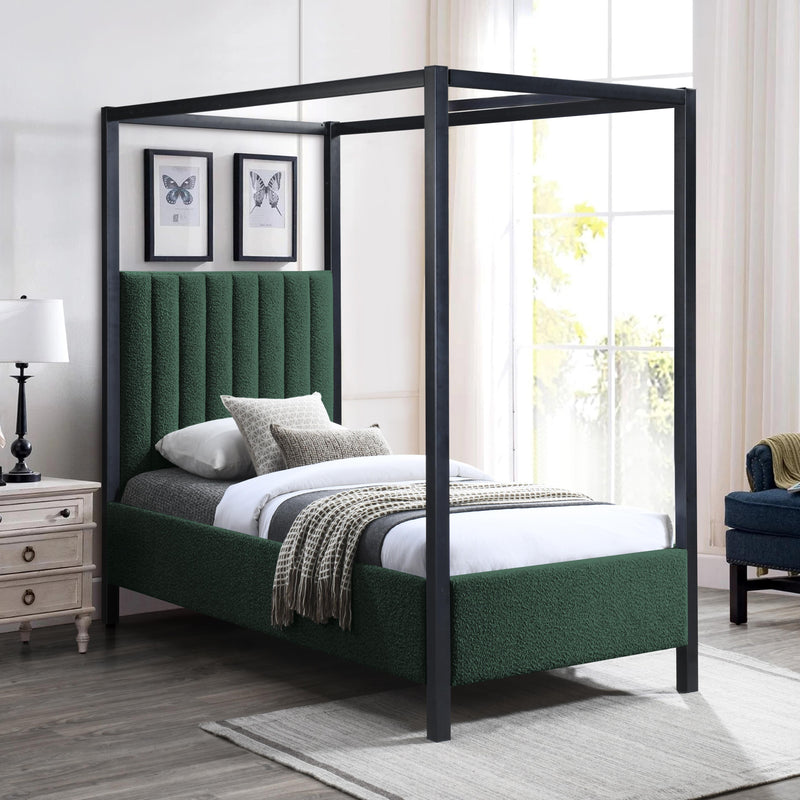 Meridian Kelly Green Boucle Fabric Twin Bed (3 Boxes) IMAGE 2