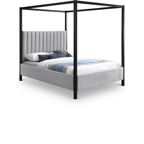 Meridian Kelly Grey Boucle Fabric King Bed (3 Boxes) IMAGE 1