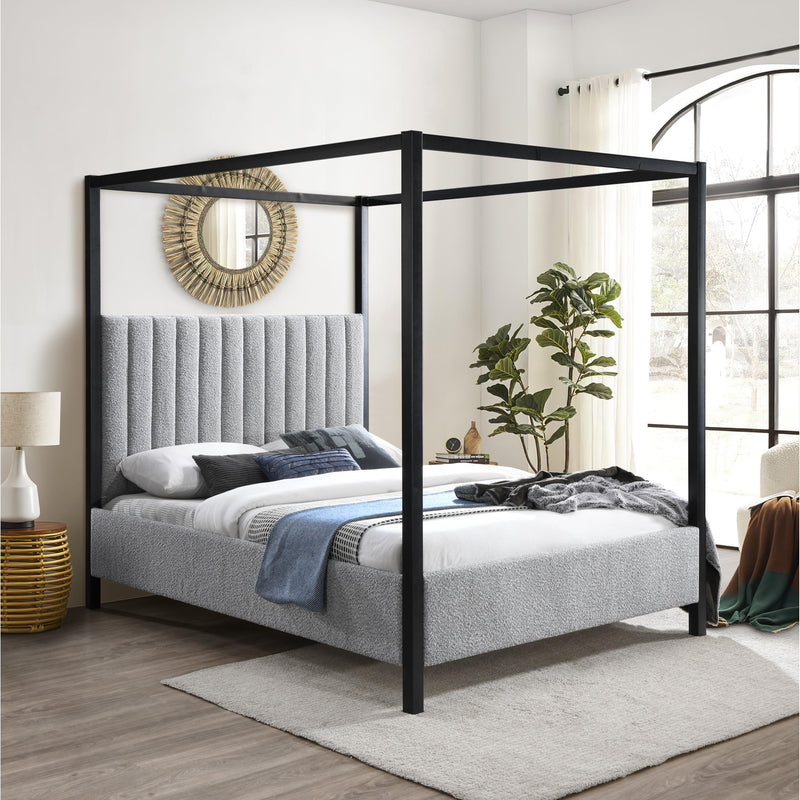 Meridian Kelly Grey Boucle Fabric Queen Bed (3 Boxes) IMAGE 2