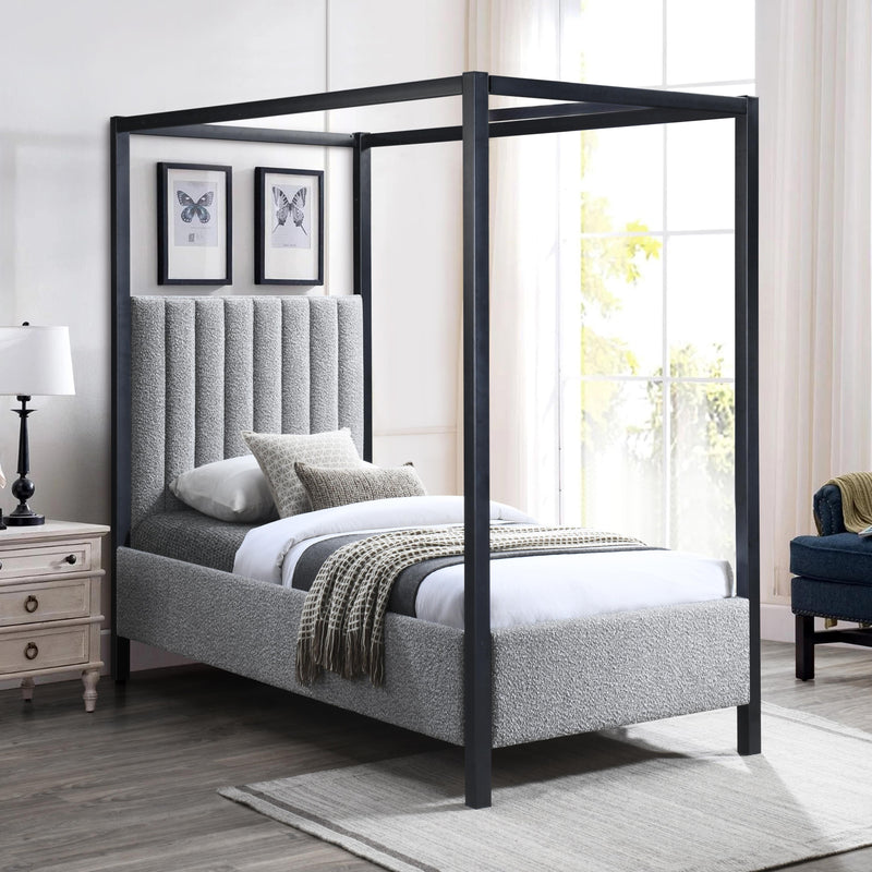 Meridian Kelly Grey Boucle Fabric Twin Bed (3 Boxes) IMAGE 2
