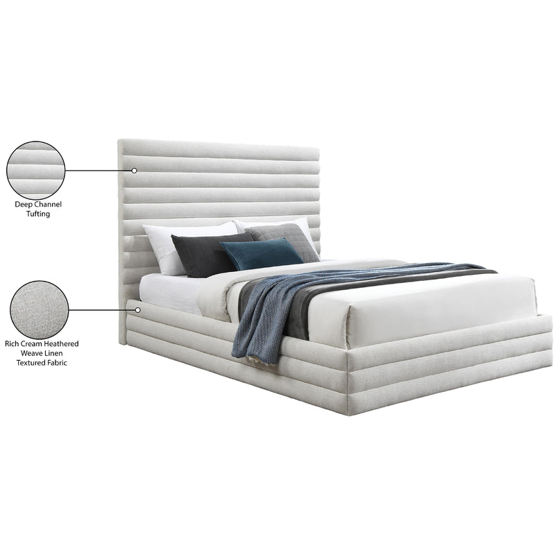 Meridian Maxwell Cream Linen Textured Fabric Queen Bed (3 Boxes) IMAGE 8