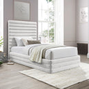 Meridian Maxwell Cream Linen Textured Fabric Twin Bed (3 Boxes) IMAGE 2