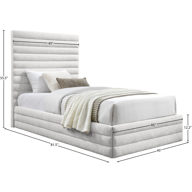 Meridian Maxwell Cream Linen Textured Fabric Twin Bed (3 Boxes) IMAGE 7