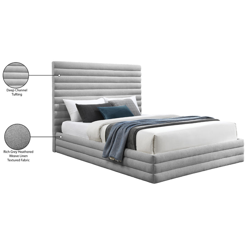Meridian Maxwell Grey Linen Textured Fabric Queen Bed (3 Boxes) IMAGE 8