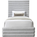 Meridian Maxwell Grey Linen Textured Fabric Twin Bed (3 Boxes) IMAGE 3
