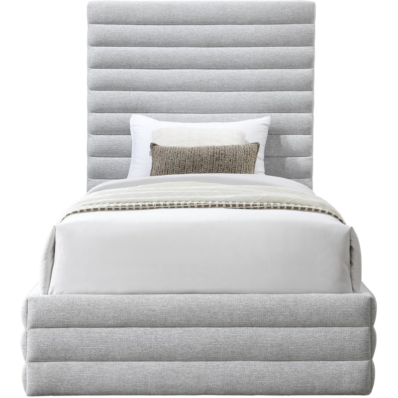 Meridian Maxwell Grey Linen Textured Fabric Twin Bed (3 Boxes) IMAGE 3