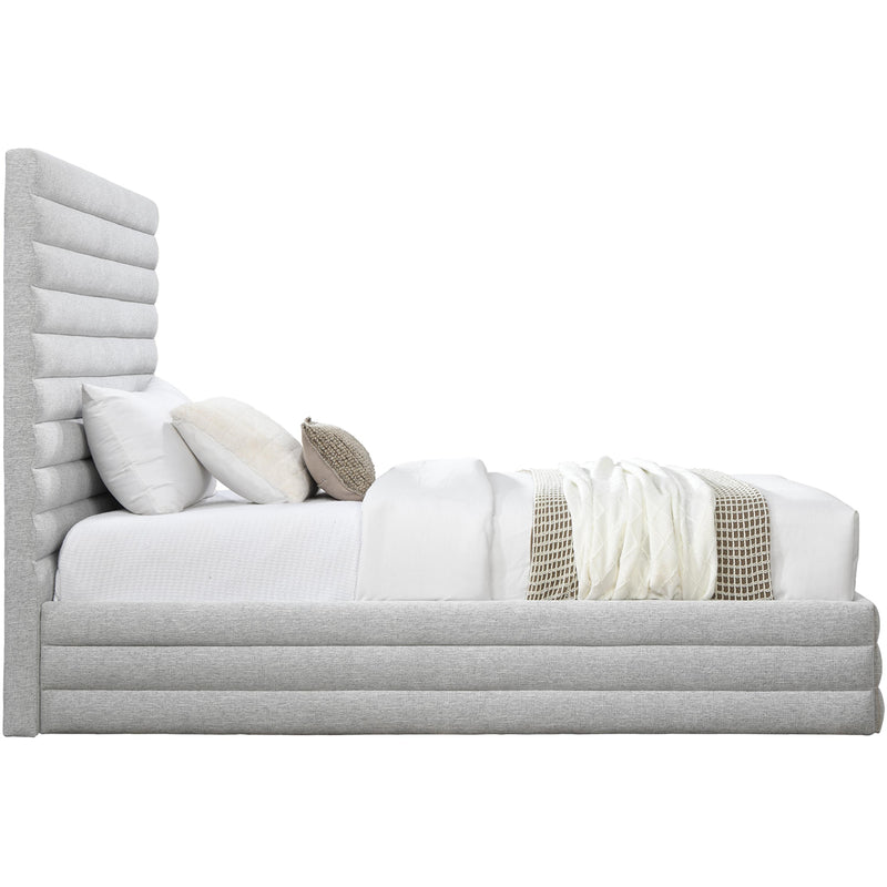 Meridian Maxwell Grey Linen Textured Fabric Twin Bed (3 Boxes) IMAGE 4