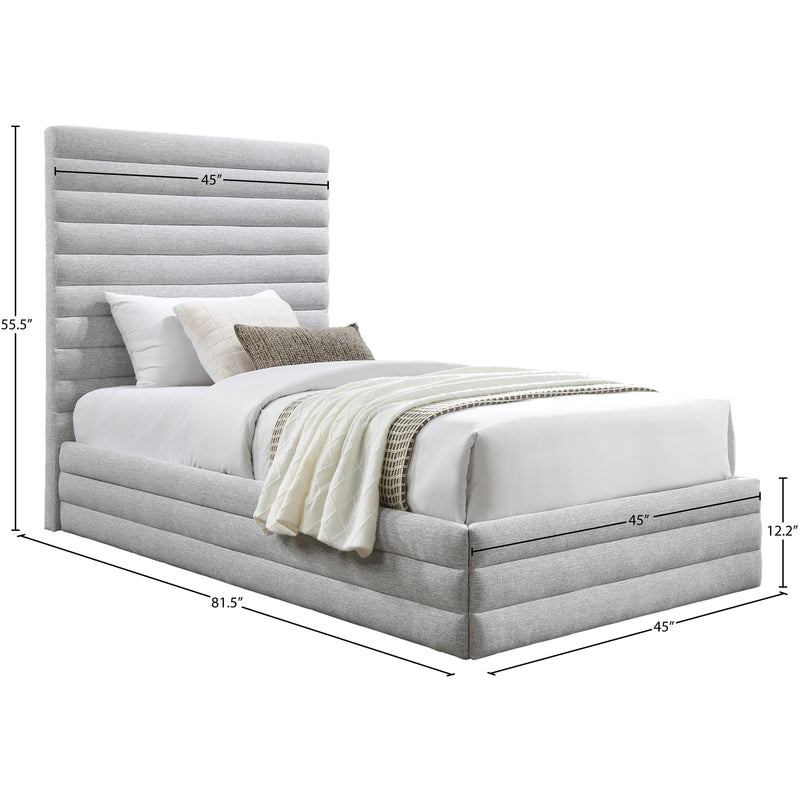 Meridian Maxwell Grey Linen Textured Fabric Twin Bed (3 Boxes) IMAGE 7