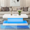 796 White Coffee Table W/ 7 Color LED Bluetooth Speaker & Wireless Charge