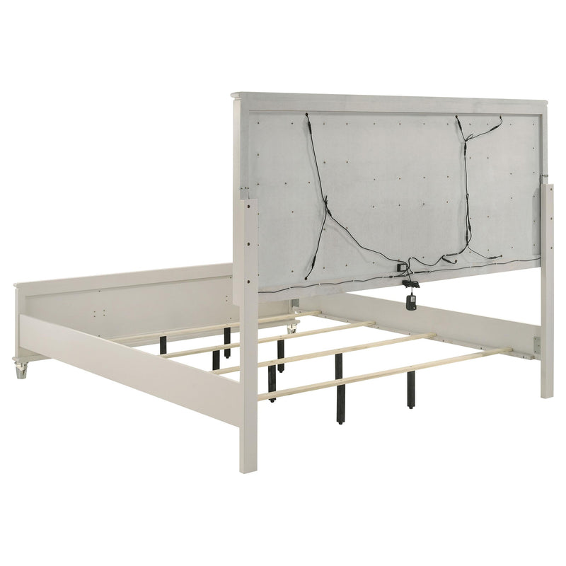  Coaster Furniture Olivia 224951KE Eastern King Panel Bed LED Headboard - Pearl White IMAGE 4