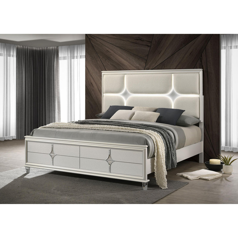  Coaster Furniture Olivia 224951KE Eastern King Panel Bed LED Headboard - Pearl White IMAGE 6