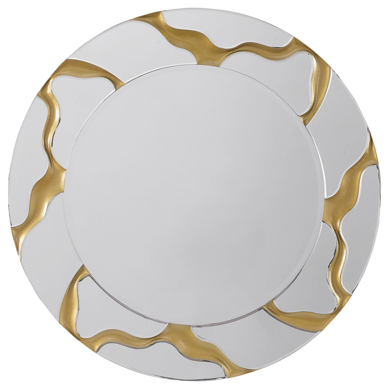  Coaster Furniture Dorinda 961455 36 x 36 Inch Round Kintsugi Style Wall Mirror - Gold IMAGE 1