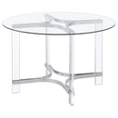  Coaster Furniture Keeling 108501 47-inch Round Glass Top Acrylic Dining Table - Chrome IMAGE 4