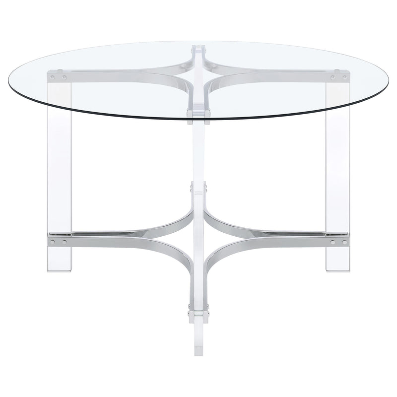  Coaster Furniture Keeling 108501 47-inch Round Glass Top Acrylic Dining Table - Chrome IMAGE 5