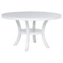  Coaster Furniture Judd 109330 54-inch Round Dining Wood Table with Shelf - Pearl White IMAGE 1