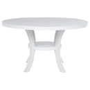  Coaster Furniture Judd 109330 54-inch Round Dining Wood Table with Shelf - Pearl White IMAGE 4