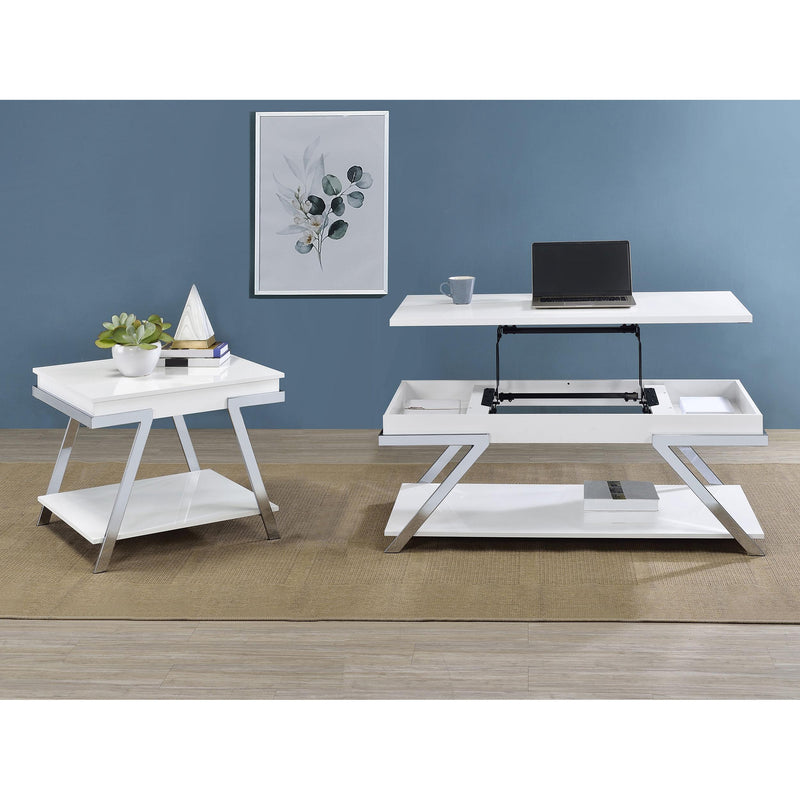  Coaster Furniture Marcia 708158 Rectangular Lift Top Coffee Table - White High Gloss IMAGE 12