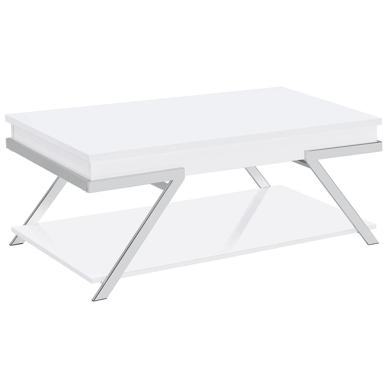  Coaster Furniture Marcia 708158 Rectangular Lift Top Coffee Table - White High Gloss IMAGE 1