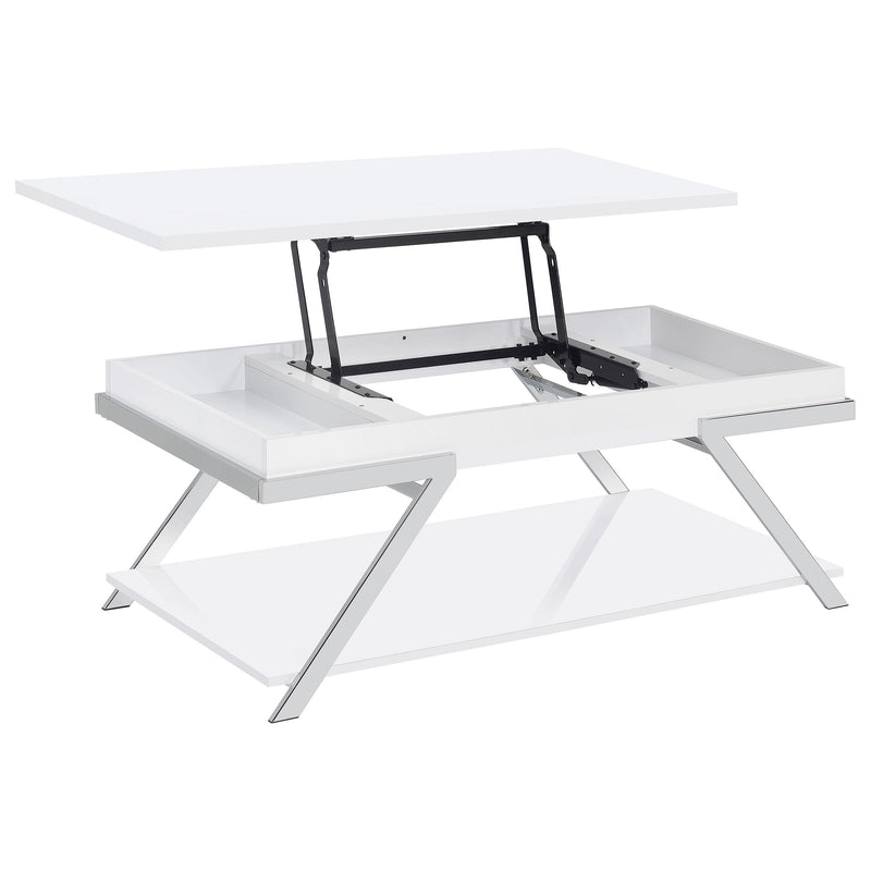  Coaster Furniture Marcia 708158 Rectangular Lift Top Coffee Table - White High Gloss IMAGE 4