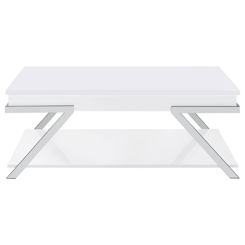  Coaster Furniture Marcia 708158 Rectangular Lift Top Coffee Table - White High Gloss IMAGE 5
